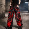 Gothic Red & Black Cargo Pants