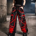 Gothic Red & Black Cargo Pants
