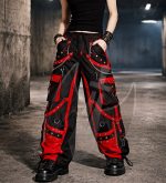 Gothic Red & Black Cargo Pants