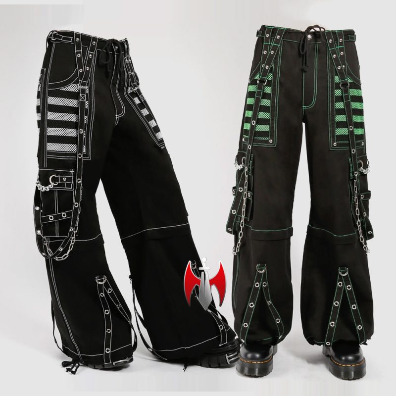 Men Baggy Rave Pants Black Green
