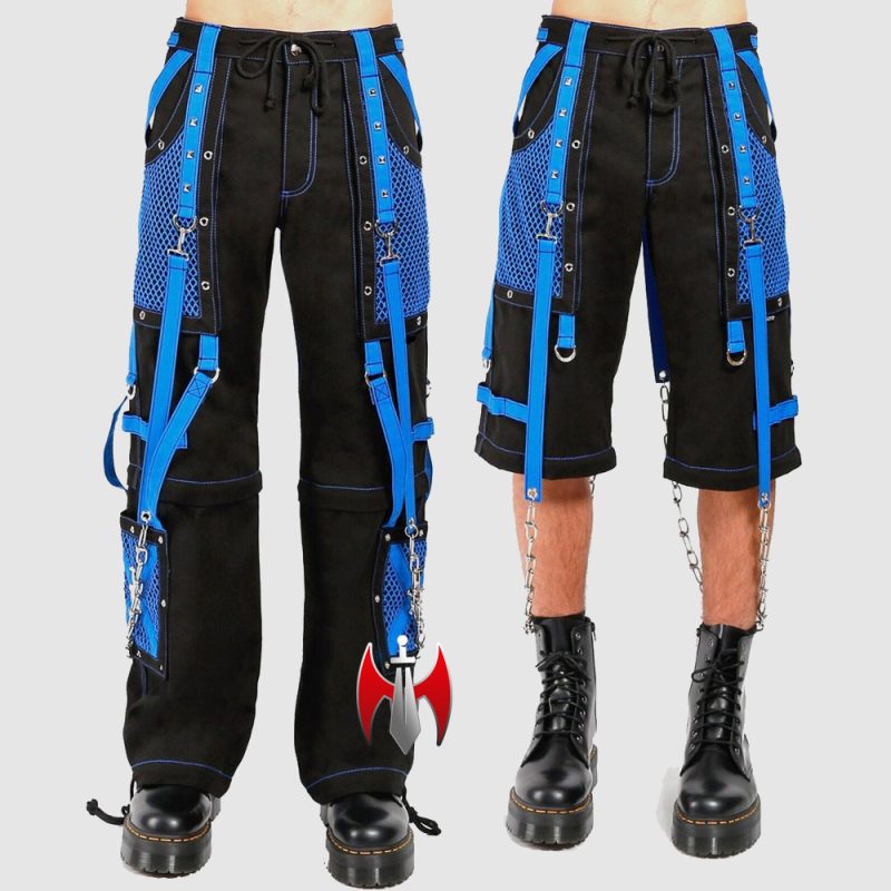 Men Gothic Bondage Pants Black Blue Tripp Chain