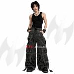Unisex Gothic Cargo Pants with Chains & Buckles