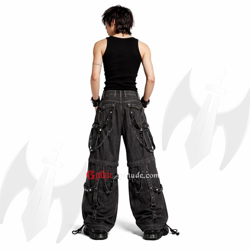 Unisex Gothic Cargo Pants with Chains & Buckles