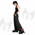 Unisex Gothic Cargo Pants with Chains & Buckles