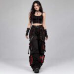 Unisex Black & Red Gothic Cargo Pants