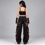 Unisex Black & Red Gothic Cargo Pants