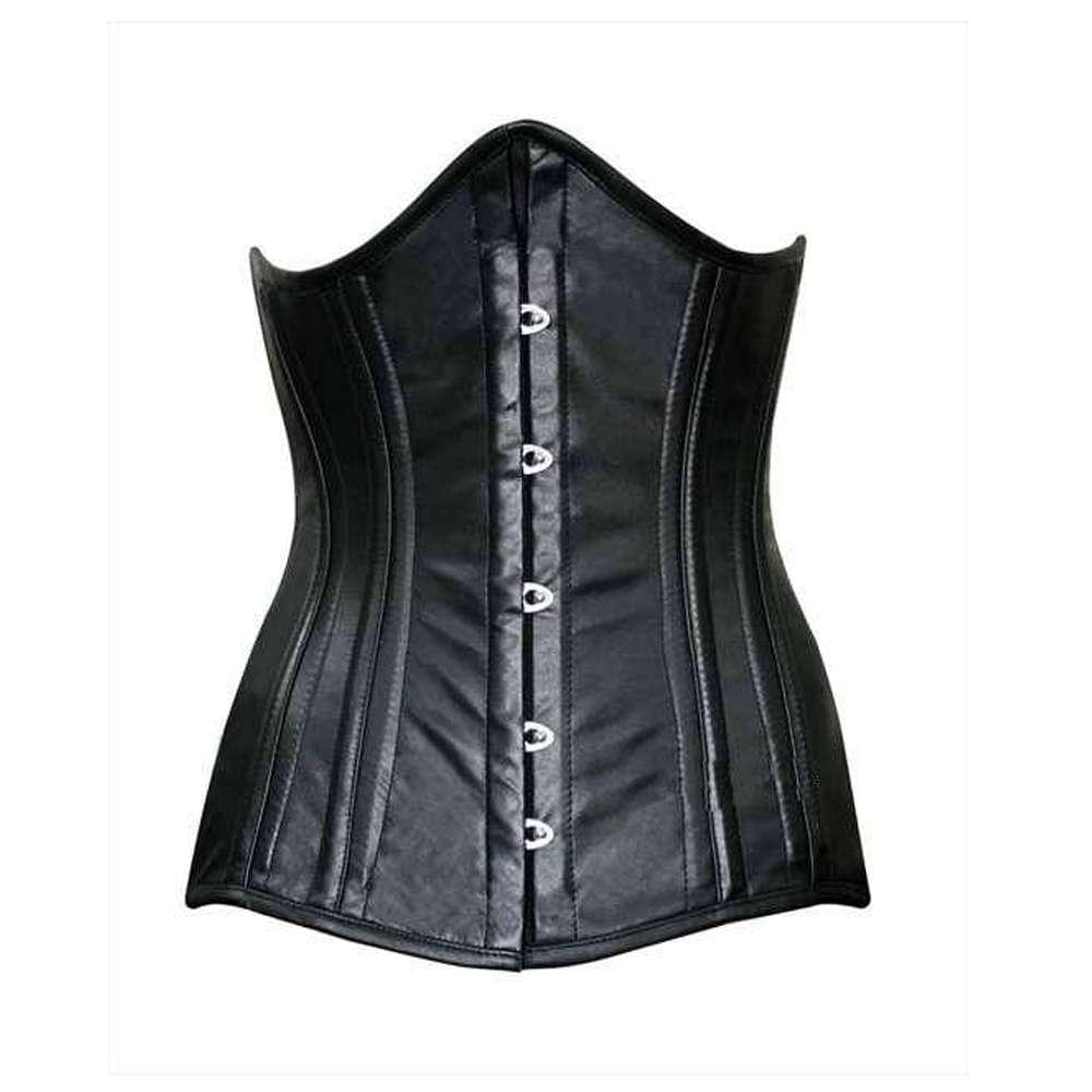 Black Leather Underbust Corset – Steel-Boned Gothic Waist Trainer Black Leather Underbust Corset – Steel-Boned Gothic Waist Trainer