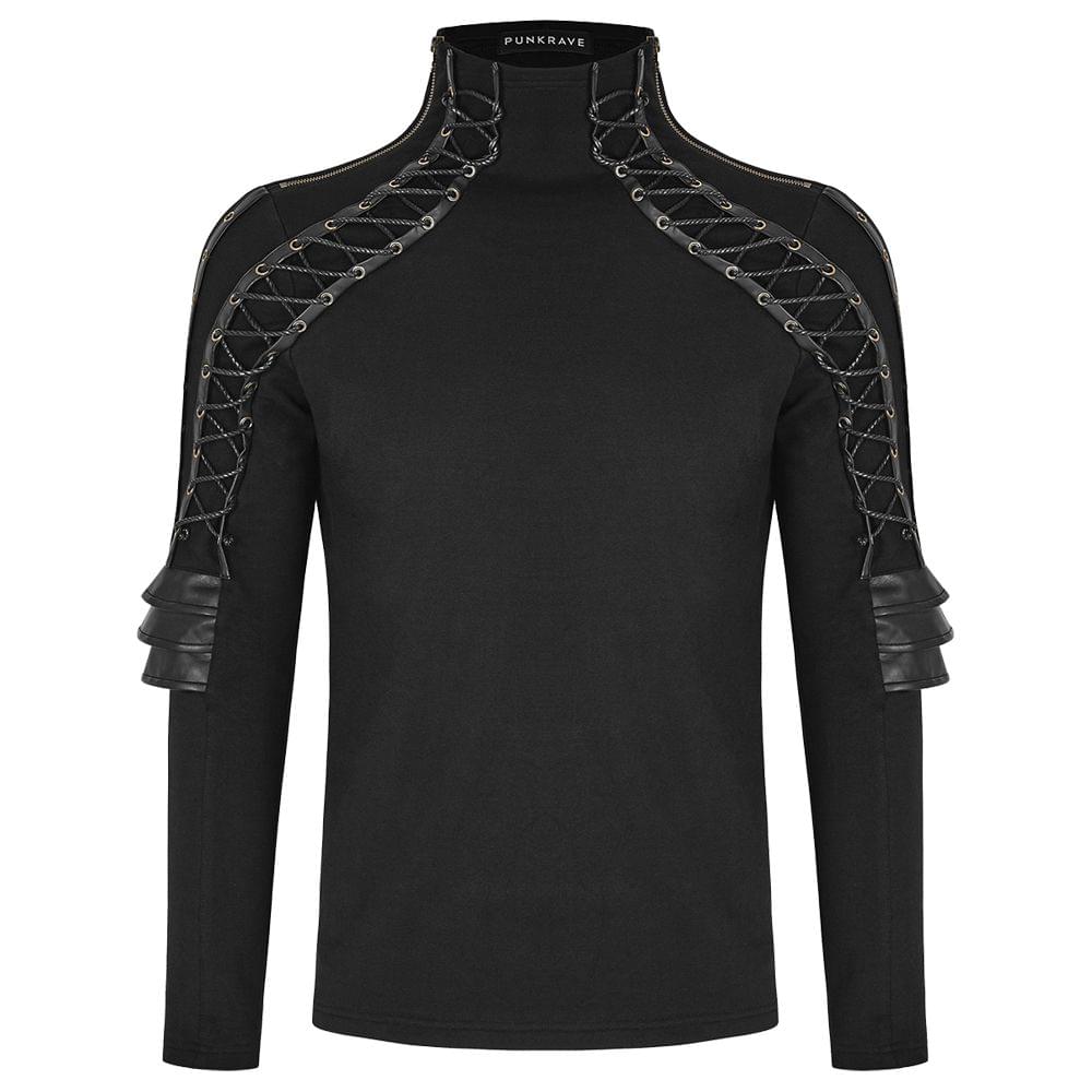 Axiom Armour Gothic Shirts Mens Dieselpunk Steampunk Long Sleeve Top with Faux Leather Panels Axiom Armour Gothic Shirts Mens Dieselpunk Steampunk Long Sleeve Top with Faux Leather Panels