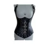 Black Leather Corset Women | Steel Boned Overbust Gothic Corset