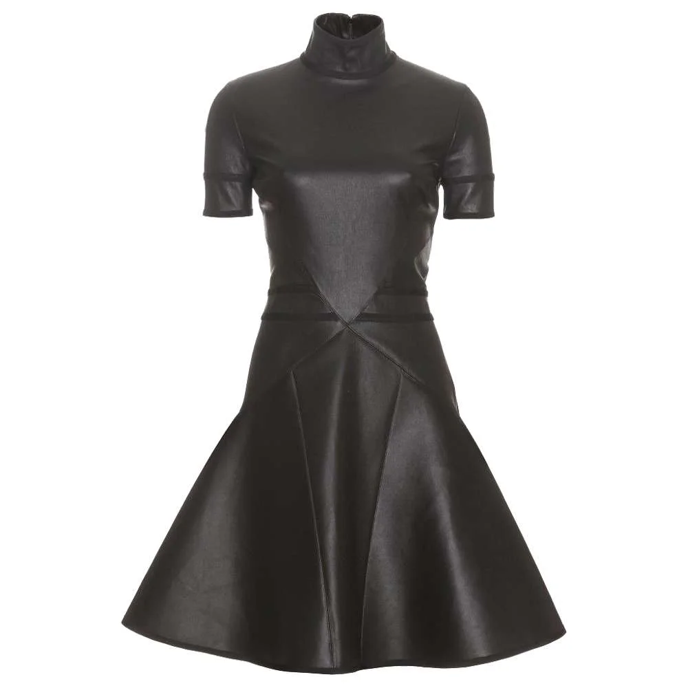 New Women Genuine soft Lambskin Leather Designer party wear Lady Dress (2025)