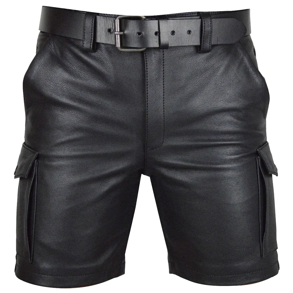 Cargo Club Wear Leather Shorts – Black Genuine Leather