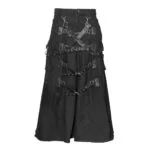Men Gothic Cyberpunk Bondage Skirt | Long Black Alternative Clothing - Image 2