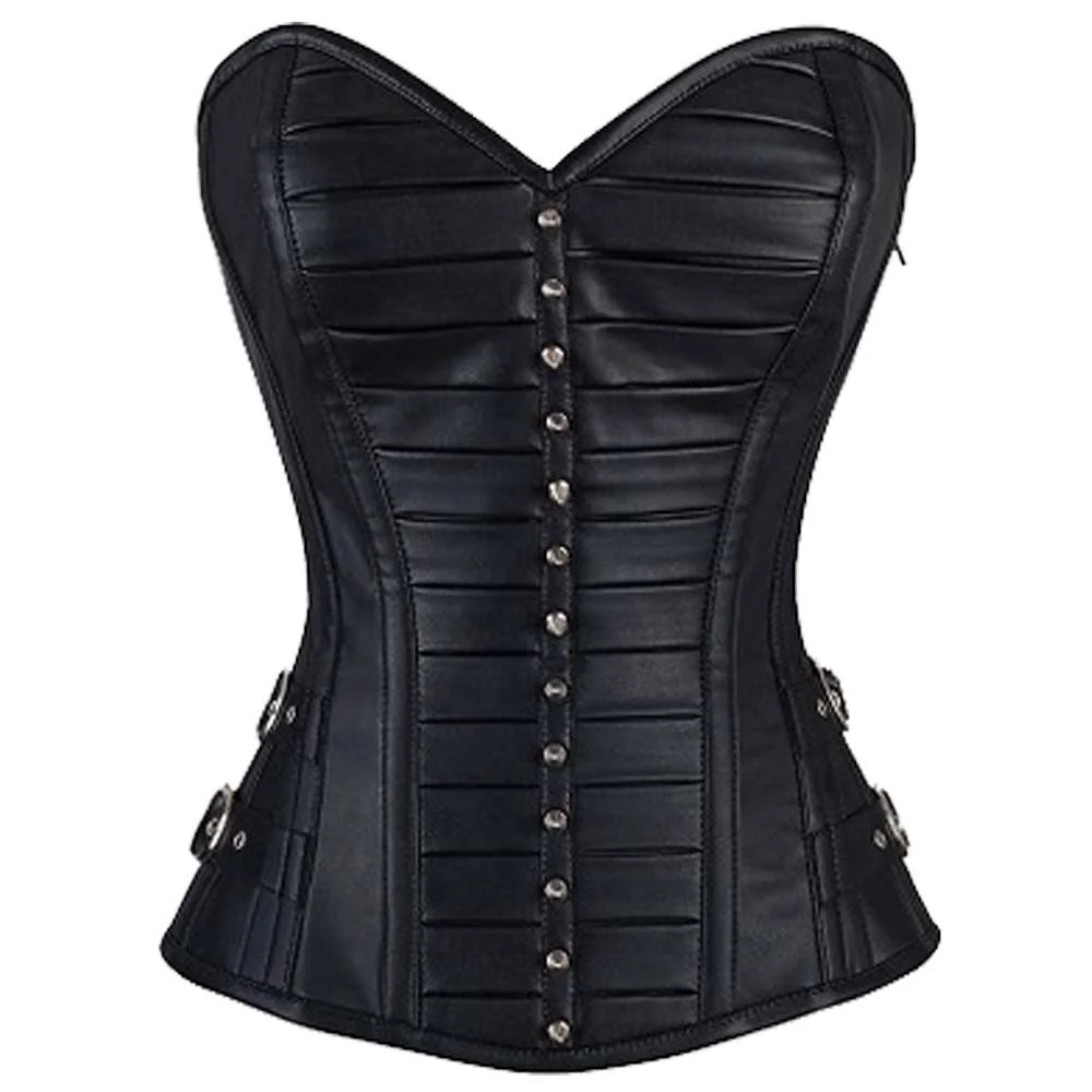 Gothic Faux Leather Corset Sexy Corset Steel Boned Overbust Corset (2025)