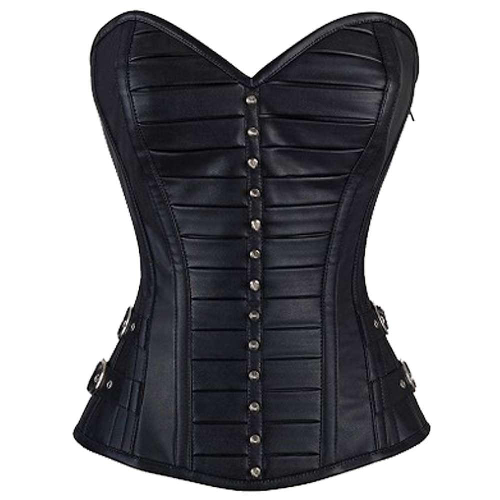 Gothic Faux Leather Corset Sexy Corset Steel Boned Overbust Corset (2025) Gothic Faux Leather Corset Sexy Corset Steel Boned Overbust Corset (2025)