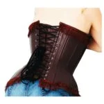 Brown Leather Corset Women | Steel Boned Overbust Gothic Corset - Image 2