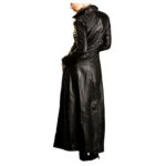 Women Gothic Long Coat | Spliced Faux Leather Overcoat - Image 2