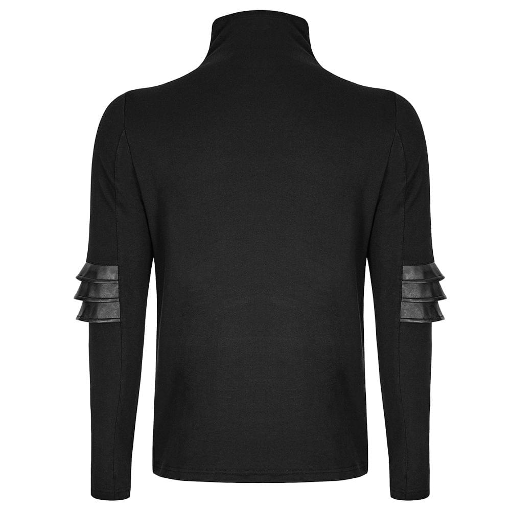 Axiom Armour Gothic Shirts Mens Dieselpunk Steampunk Long Sleeve Top with Faux Leather Panels - Image 2