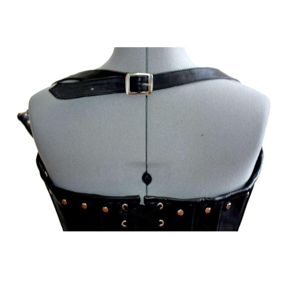 Black Leather Corset Women | Steel Boned Overbust Gothic Corset - Image 2