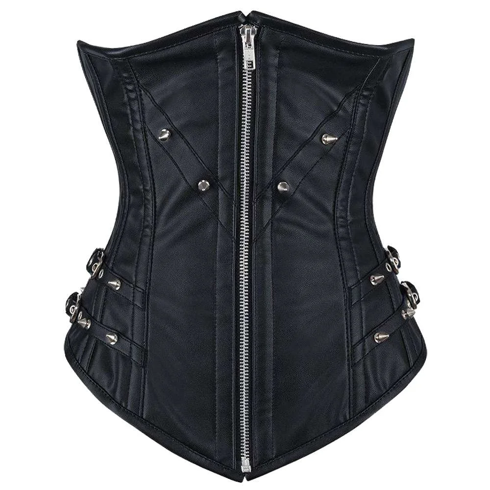 Women’s Gothic Industrial Underbust Corset with Buckles – Punk & Steampunk Style