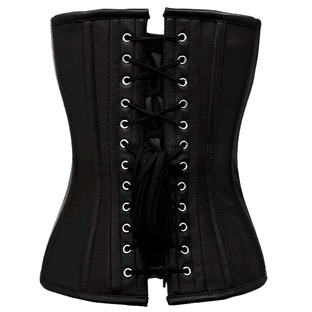 Leather Overbust Corset With Cups – Gothic Steel-Boned - Image 2