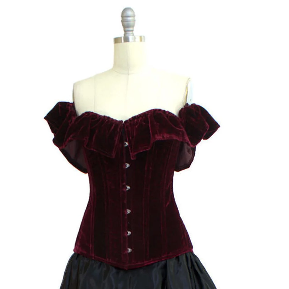 Women Steampunk Wine Roses Corset Steel Boned (2025)