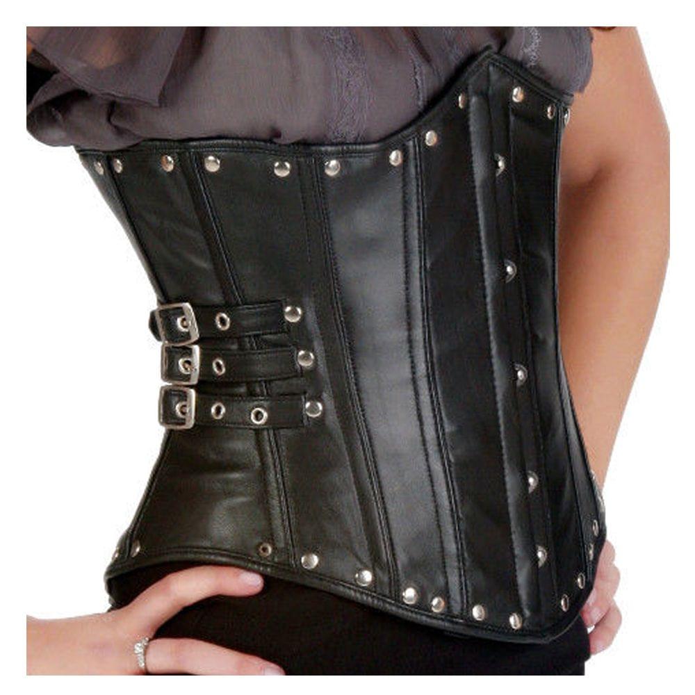 Black Leather Underbust Corset Women | Gothic Steel-Boned Waist Cincher Black Leather Underbust Corset Women | Gothic Steel-Boned Waist Cincher