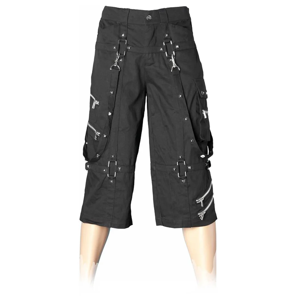 Men Black Gothic Long Short Gothic Metallic Shorts With Metal Decorations Clothing (2025)