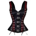 Women Gothic Overbust PU Leather Mesh Corset - Image 2