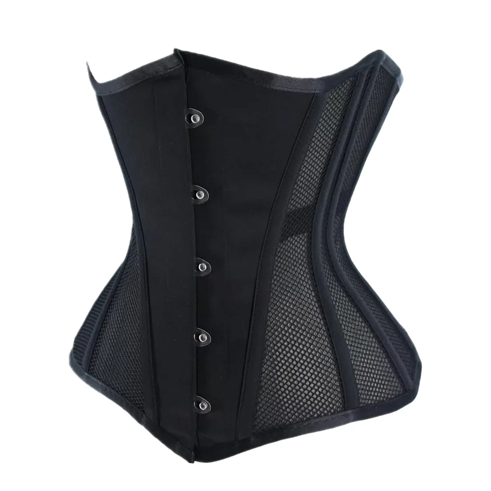 Ladies Black Mesh Underbust Waist Training Corset Bodyshaper Top