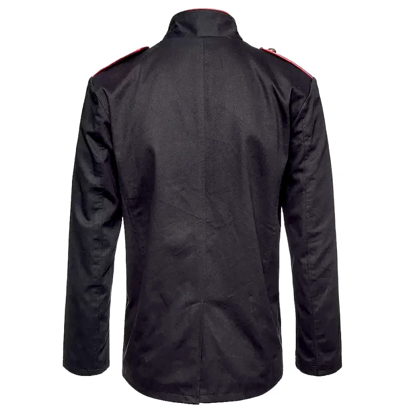 handmade men military coat red piping jacket gothic cotton coat black DSC 10052040