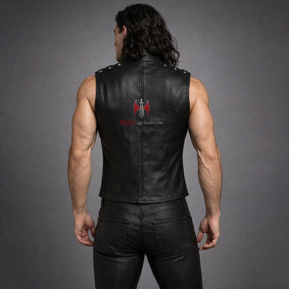 Handmade Gothic Buckle Leather Vest Punk Rock & Steampunk Style