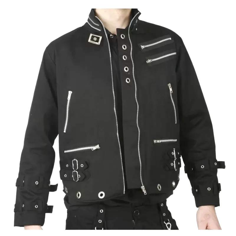 Men Goth Punk Black Jacket Bondage Gothic Eyelet Biker Jacket Fetish Military Jacket (2025)