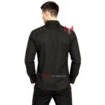 Men Black Gothic Punk Handsome Fitted Shirt - Image 2