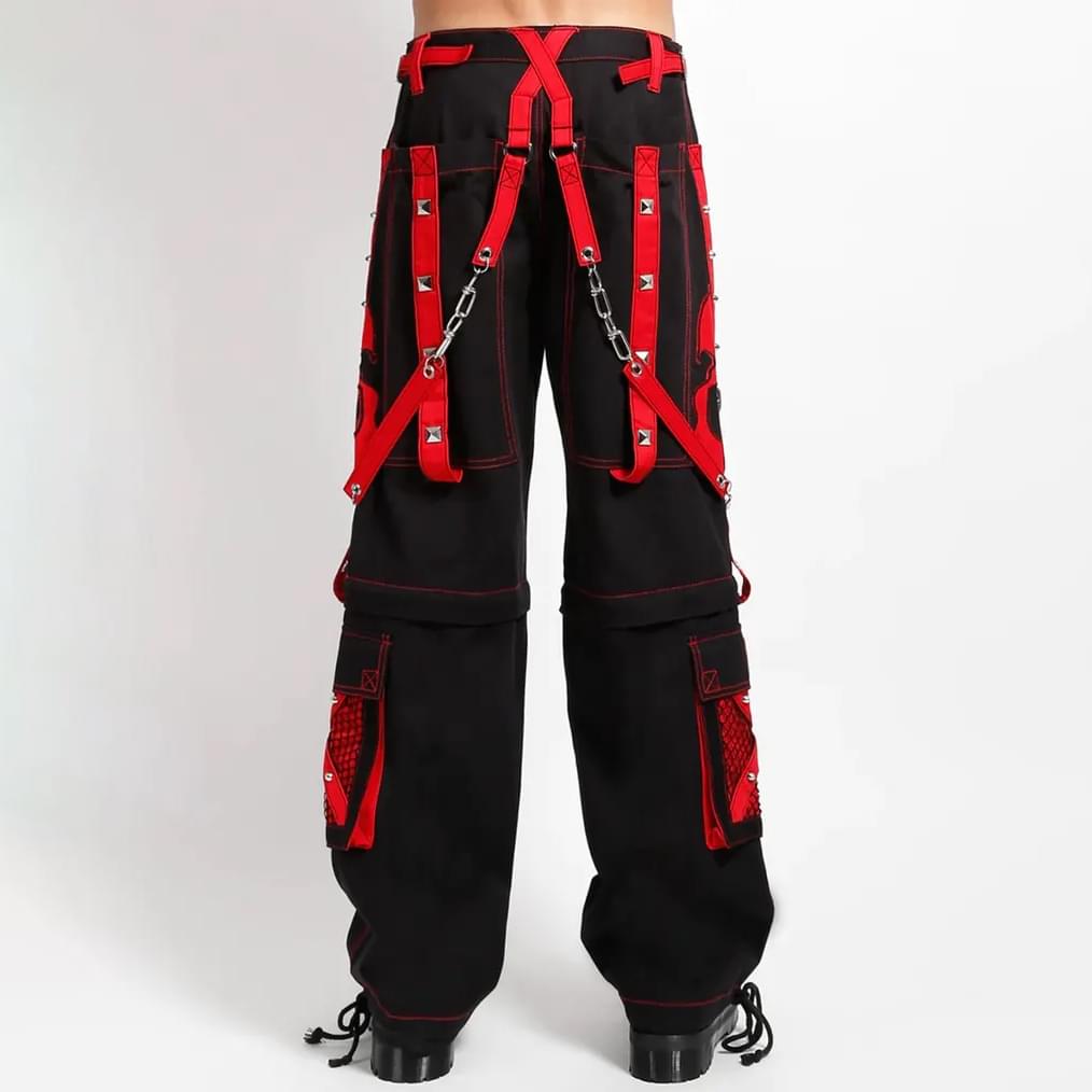 Men Gothic Red Skull Punk Pants Baggy Style Alternative Trousers - Image 2