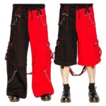 Men Gothic Punk Baggy Pants | Convertible Cargo Trousers with Chains & Zip-Off Legs