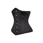 Black Satin Longline Underbust Corset | Steel-Boned Gothic Waist Trainer - Image 2