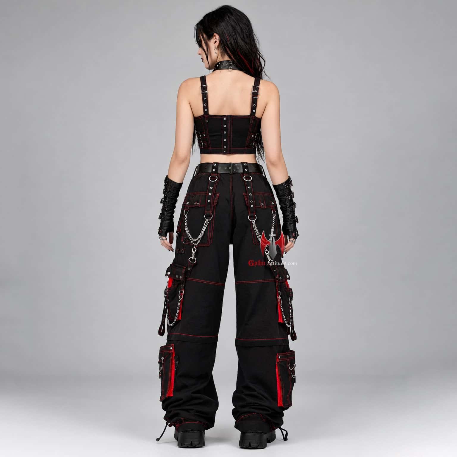 Unisex Black & Red Gothic Cargo Pants